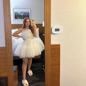 12th Tribe Madonna White Tulle Mini Dress